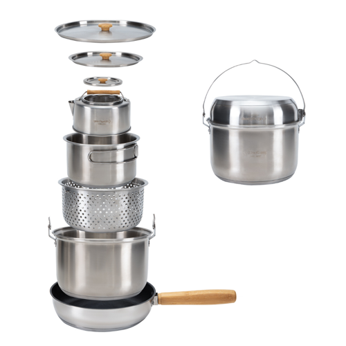 KingCamp Cookware Set I Paslanmaz Çelik Kamp Tencere Seti