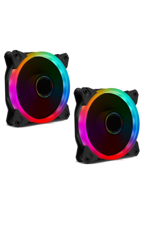 8R Plus 2X120 Mm 12Cm Rainbow Ledli Sessiz Kasa Fanı İkili Set