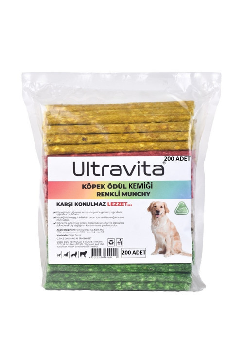 200 Adet Yüksek Proteinli Kurutulmuş Munchy Renkli Çiğnemelik Köpek Ödül Kemiği Köpek Ödül Maması