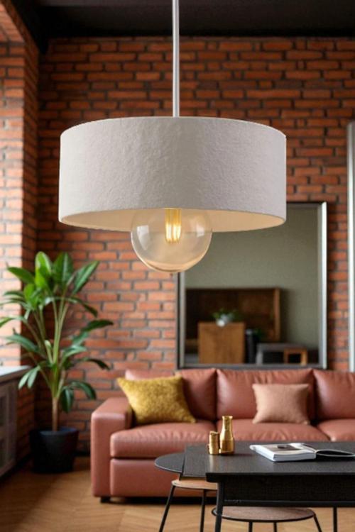Oval Beton Avize Modern Dekoratif Aydınlatma 20 cm E27 Duy Salon Yatak Odası Mutfak İç Mekan