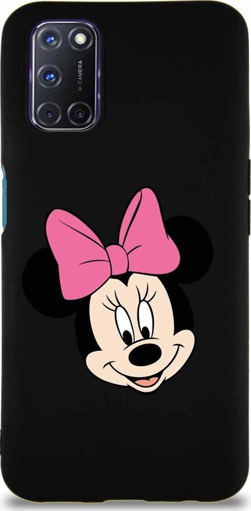 Oppo A72 Soft Premier Kapak Minnie Mouse-C Tasarımlı Silikon Kılıf - Siyah