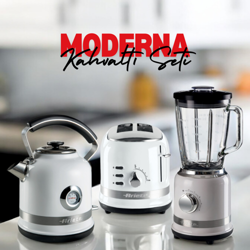 Moderna Beyaz 3'lü Kahvaltı Seti (Su Isıtıcı Kettle + Smoothie Cam Blender + Ekmek Kızartma Makinesi Özel Set) KH