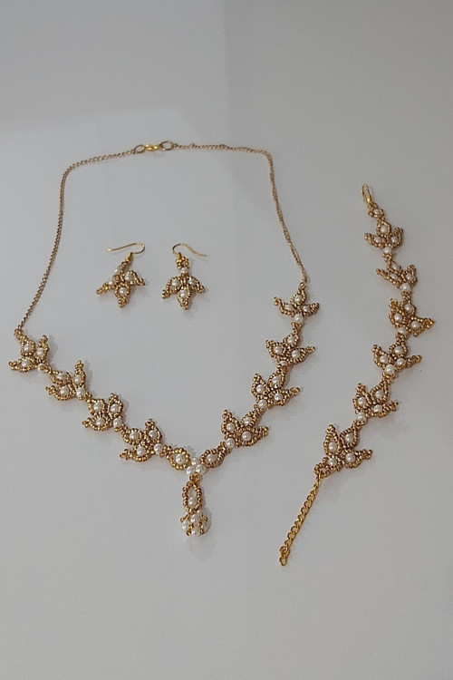 İnci Boncuklu Kolye Set