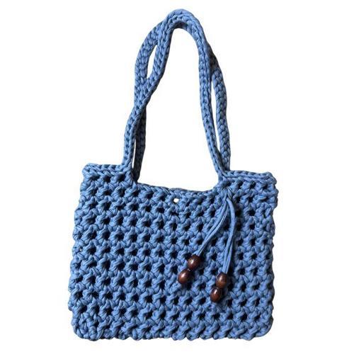 - Emine 9106 El Örgüsü Ahşap Boncuk Detaylı Penye Kumaş Omuz Çantası - 27 x 21