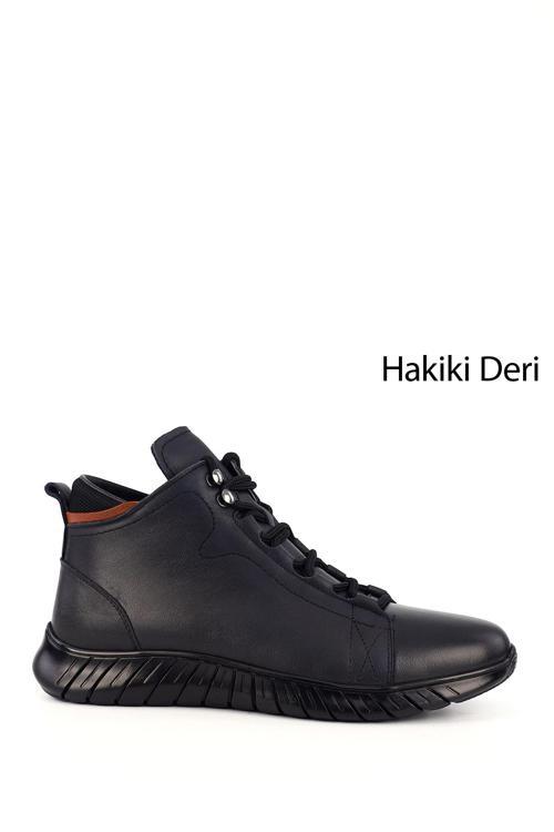 Erkek Lacivert Antik Fermuarlı Hakiki Deri Outdoor Bot