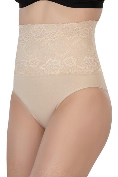 Önü Dantelli Yüksel Bel Slip Korse 2090 Ten