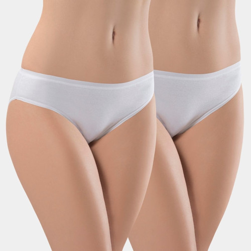 Kadın Biyeli Dikişsiz 2'li Pamuklu Bikini Külot 270/Beyaz