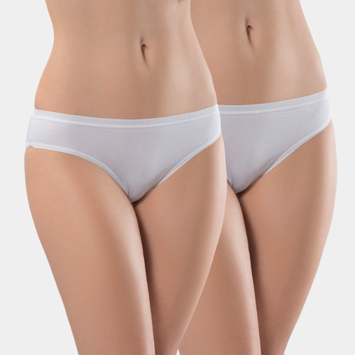 Kadın Likralı 2'li Pamuklu Bikini Külot 230/Beyaz