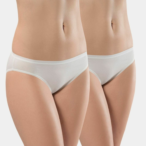 Kadın Likralı 2'li Pamuklu Bikini Külot 230/Krem