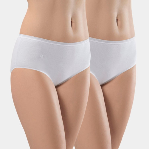 Kadın Ribanalı Dikişsiz 2'li Pamuklu Bikini Külot 234/Beyaz