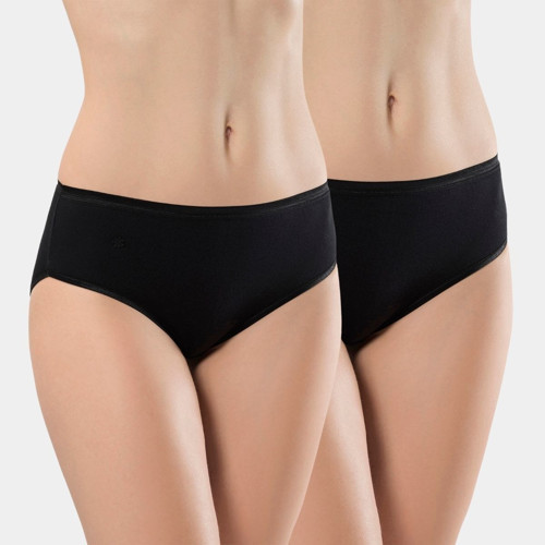 Kadın Ribanalı Dikişsiz 2'li Pamuklu Bikini Külot 234/Siyah