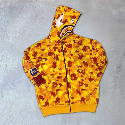 Bape Kapüşonu Fermuarlı Sarı Hırka - Unisex Bape Hoodie