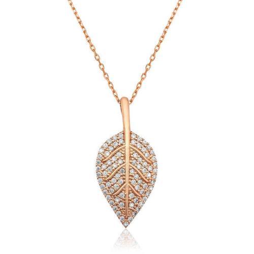 925 Ayar Gümüş Yaprak Kadın Gümüş Kolye (BC-84AC6D)