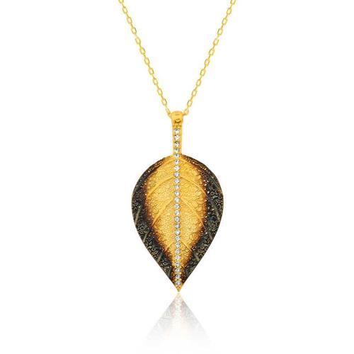 925 Ayar Gümüş Yaprak Kadın Gümüş Kolye (BC-84AC6D)