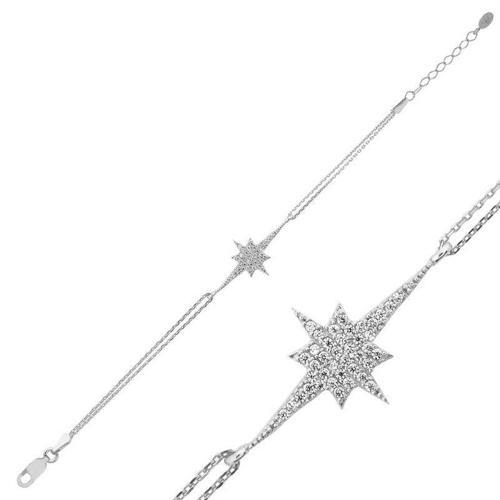 925 Ayar Gümüş Kutup Yıldızı Bileklik (BC-81734D)