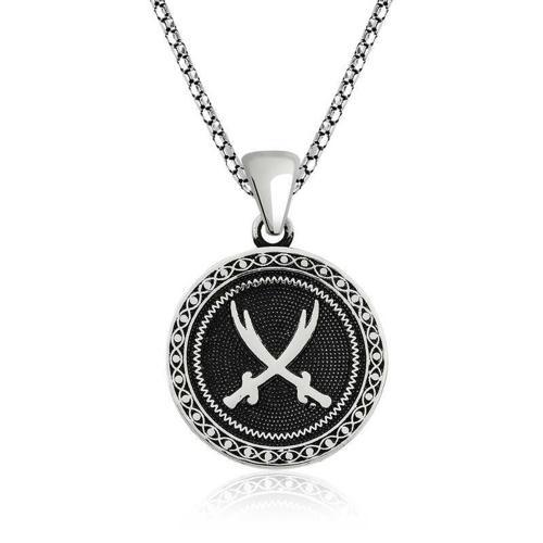 ​Gümüş Zülfikar Kılıcı Desenli Kolye (BC-8A3D23)