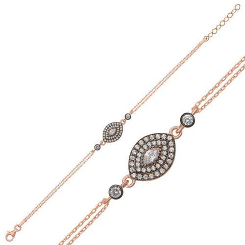 Gümüş Rose Damla Elmas Montür Kadın Bileklik (BC-92816B)