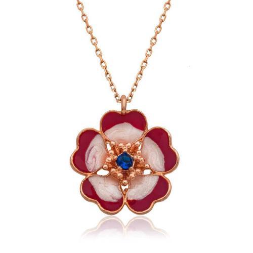 925 Ayar Gümüş Manolya Çiçeği Kadın Gümüş Kolye (BC-842E12)