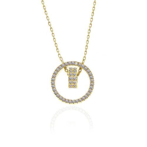 925 Ayar Gümüş Gold İç İçe Geçmiş Halka Kadın Kolye (BC-031F2D)