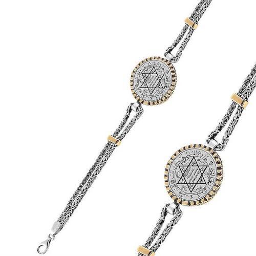 925 Ayar Gümüş Süleyman Mührü Erkek Bileklik (BC-EA6433)