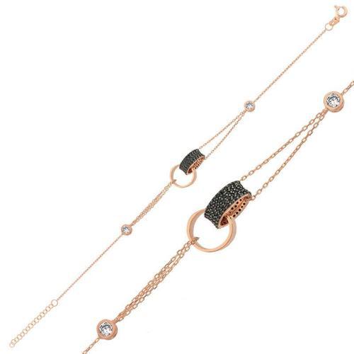 Gümüş Rose İç İçe Geçmiş Halka Bileklik (BC-ACF224)