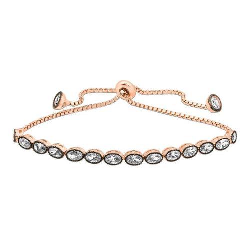 Gümüş Rose Oval Kesim Elmas Montür Asansör Bileklik (BC-6319D2)