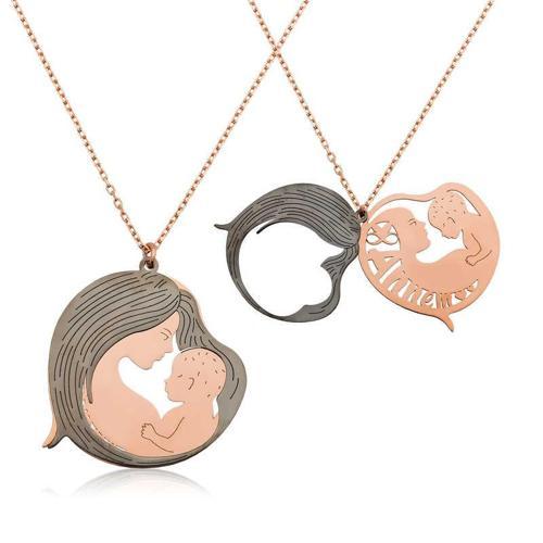 925 Ayar Gümüş Anne ve Bebek Gümüş Kolye (BC-8BD2D6)