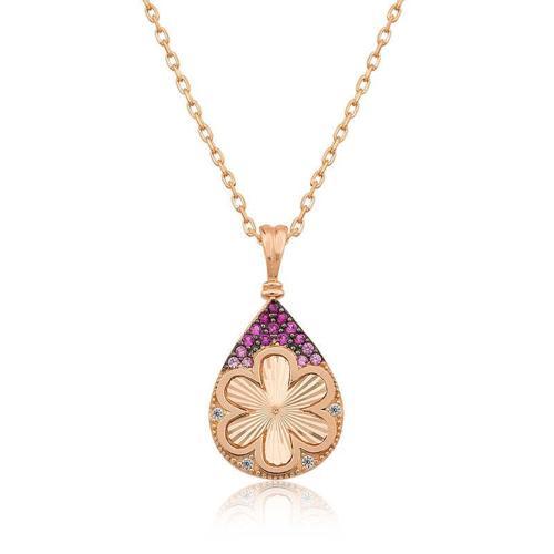 925 Ayar Gümüş Damla Çiçek Kadın Gümüş Kolye (BC-E32FB4)