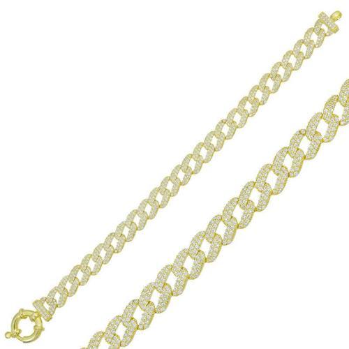 925 Ayar Gümüş Gold Taşlı Gurmet Bileklik (BC-C103F7)