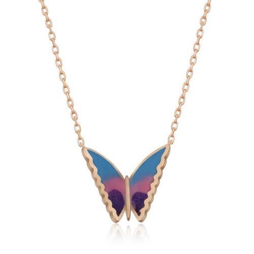 925 Ayar Gümüş Minimal Kelebek Bayan Gümüş Kolye (BC-E6EB8C)