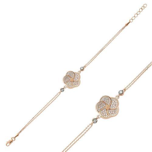 925 Ayar Gümüş Rose Papatya Bileklik (BC-93306B)