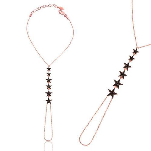 925 Ayar Gümüş Rose Yıldız Şahmeran Bileklik (BC-13931C)