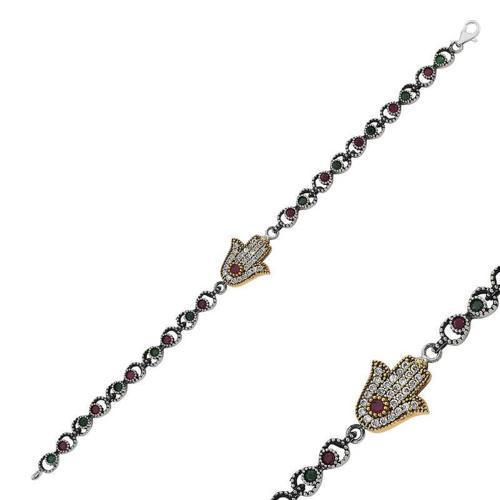 925 Ayar Gümüş Fatma Ana Eli Otantik Bileklik (BC-284721)