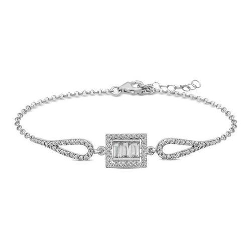 925 Ayar Gümüş Baget Taşlı Bileklik (BC-106B0B)