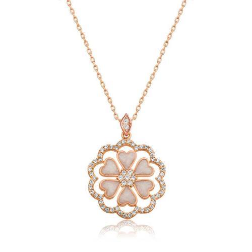 925 Ayar Gümüş Kalp Çiçek Kadın Gümüş Kolye (BC-2D2125)