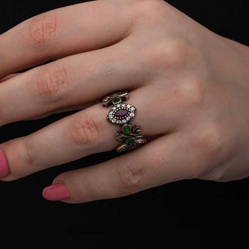 Gümüş Ayarlanabilen Otantik Mekik Kadın Yüzük (BC-12FB13)