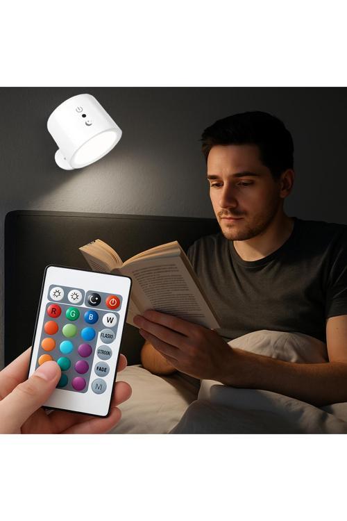 Magnetik Yapışkanlı Uzaktan Kumandalı Işık Oda Salon Işıklandırma İç Mekan Şarjlı Lamba Bd80A Beyaz