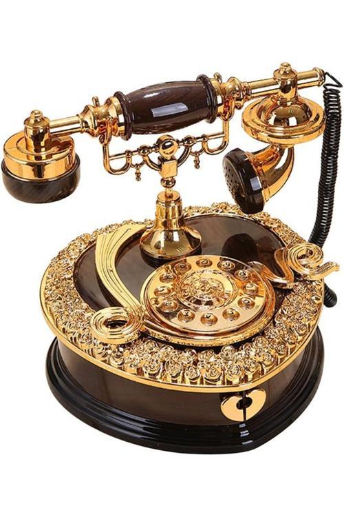 Retro Telefon Görünümlü Kurmalı Müzik Kutusu Çekmeceli Eski Model Phone Hediyelik Trm-77