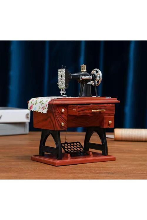 Retro Dikiş Makinası Tasarımlı Müzik Kutusunostalji Dekoratif Hediyelik Süs