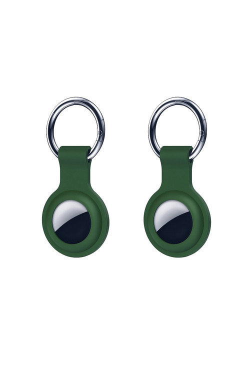 Apple Airtag İle Uyumlu Anahtarlıklı Silikon Kılıf A010 Koruyucu Anahtarlık Haki 2'Li Paket