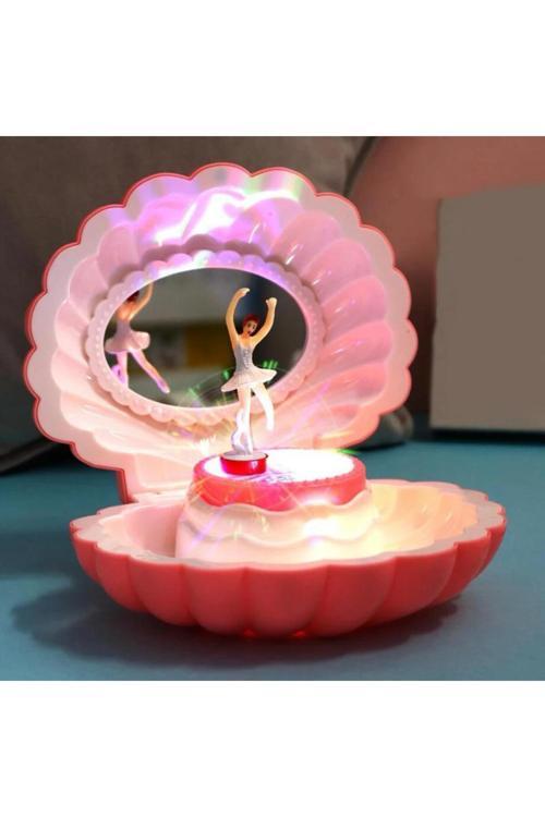 Hareketli Balerinli Deniz Kabuğu Aynalı Takı Ve Müzik Kutusu