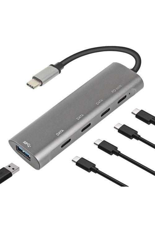 Macbook Şarj Uyumlu Type-C Destekli 60W Pd Tüm Bilgisayarlar İçin Şarj Uyumlu 5 İn 1 Hub C268