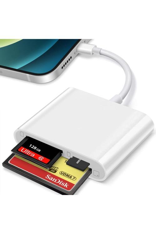 Tip C Kart Okuyucu 3İn1 Arada, Cf Tf Sd Card Reader İpad İle Uyumlu Type C Kablolu Zr498