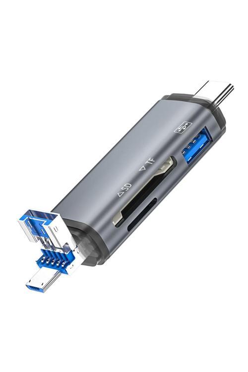 3İn1 Usb Otg Kart Okuyucu Type-C Ve Micro Usb Uçlu Pc Notebook Uyumlu Mikro Sd Kart Okuyucu Ads-307