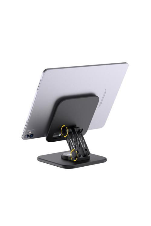 360 Derece Ayarlanabilir İnce Gerçek Tok Alüminyum Gövde Telefon Tablet Tutucu Stand F10Max Siyah