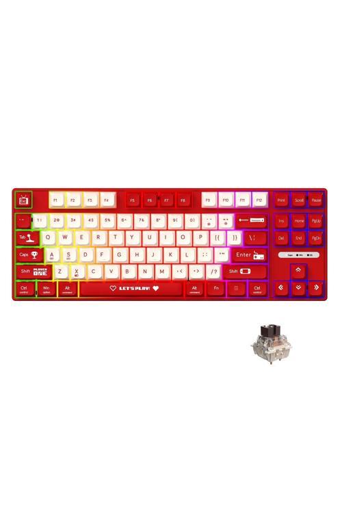 Ajazz Ak870 Mc Kablolu Mekanik Oyun Klavyesi Kırmızı Klavye Brown Switch