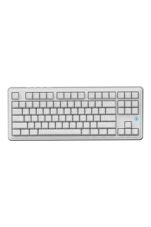Ajazz Ak870 Plus 3 Modlu Kontur Tasarım Mekanik Oyun Klavyesi Avokado Switch - Beyaz Desenli