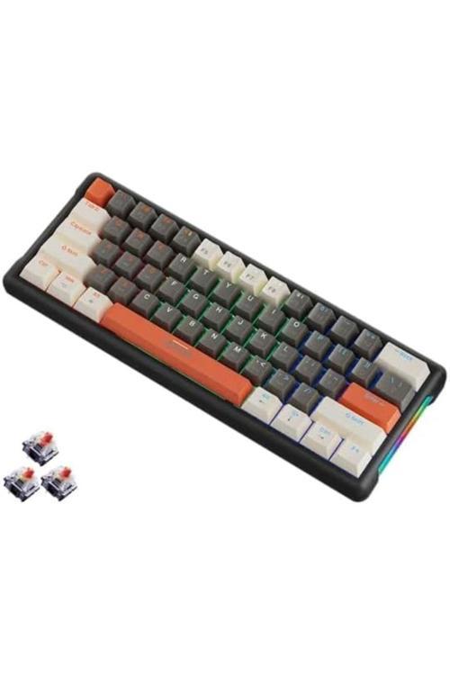 Leaven K610 Mini Kablolu Mekanik Rgb Işıklı Klavye 61 Tuşlu Kırmızı Switch Q Klavye 10Cm X 29Cm