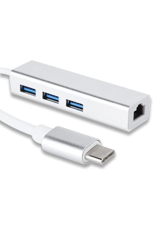 Type-C To Usb Çevirici Macbook Uyumlu Adaptör Çoklayıcı Tip C To Rj45 Adaptör 4İn1 Zr115-A