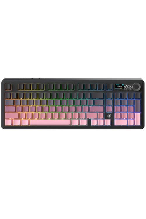 Ajazz Ak980 Ekranlı Mekanik Klavye Rgb, Tam Boy Hot-Swap 3 Modlu 8000 Mah Pembe Gift Switch
